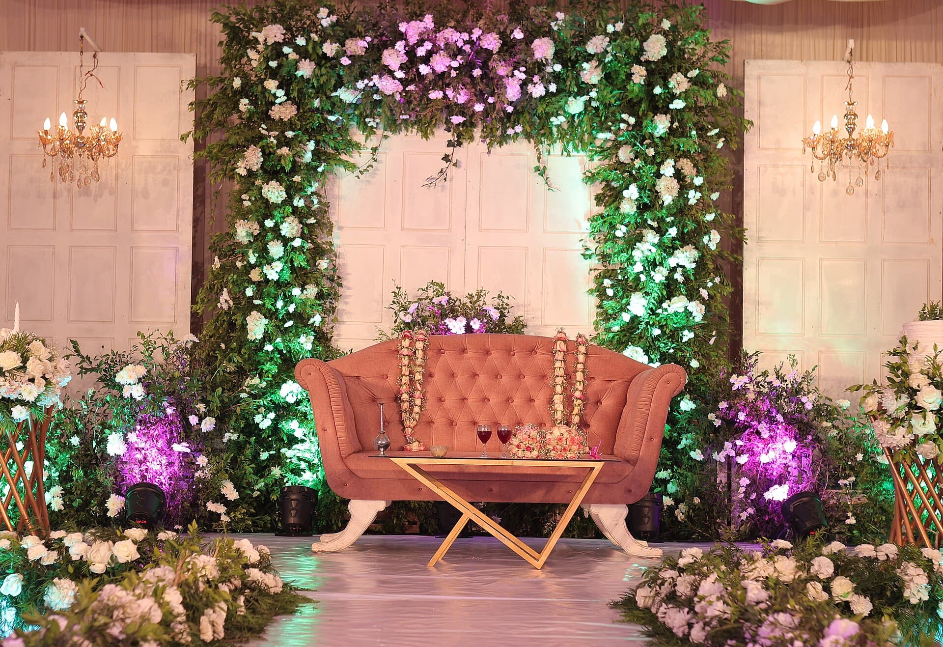 Decorated wedding stage in Kerala
